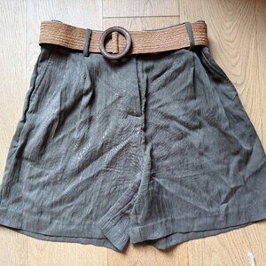 Zara Shorts (Khaki with Raffia Belt)